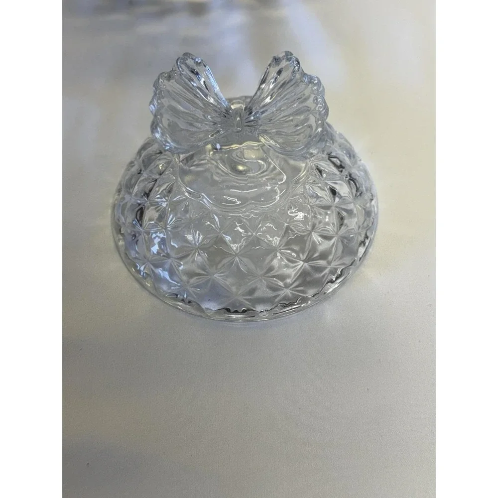 Vtg Bohemia Crystal Butterfly Covered Candy / Trinket Dish 3 Footed